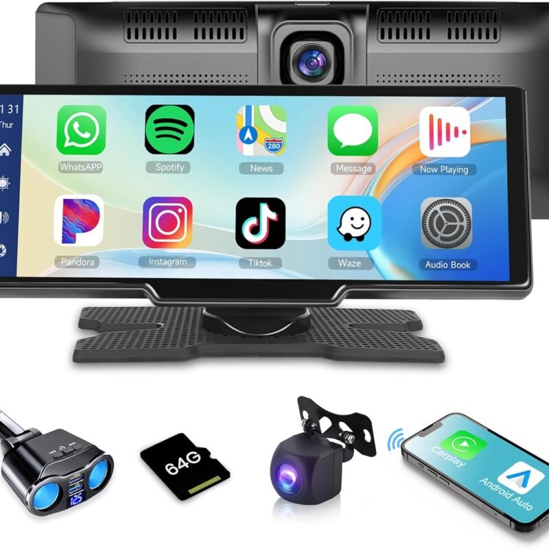 Pantalla CarPlay Portátil HD 9.3” con Android Auto y Cámara de Reversa