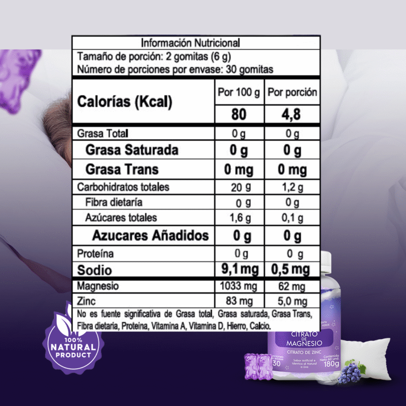 GOMITAS PARA DORMIR – Citrato de Magnesio + Zinc + Colágeno + Vitaminas x 60 unid - Image 3