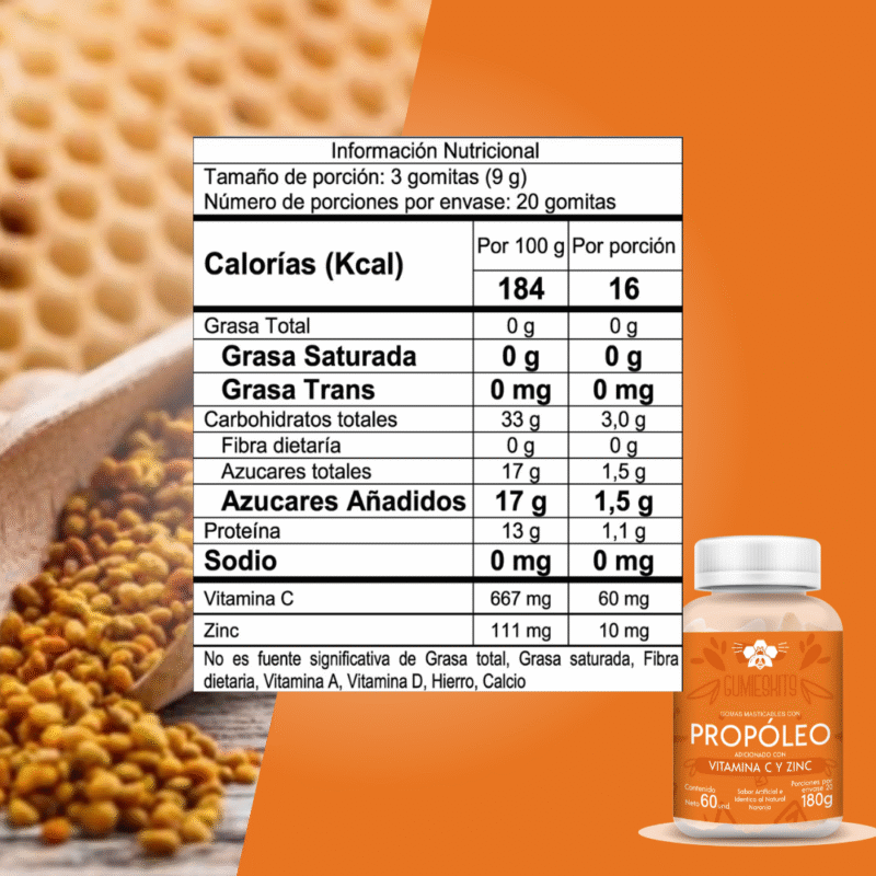 Gomas de Propóleo Natural con Vitamina C y Zinc x 60 - Image 2