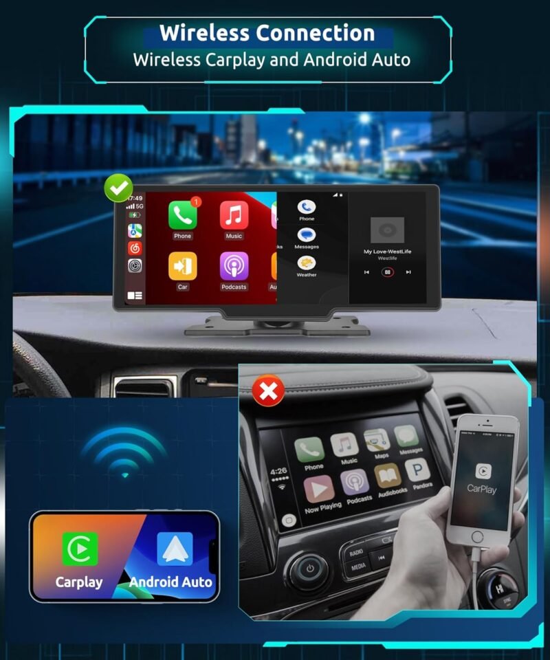 Pantalla CarPlay Portátil HD 9.3” con Android Auto y Cámara de Reversa - Image 8