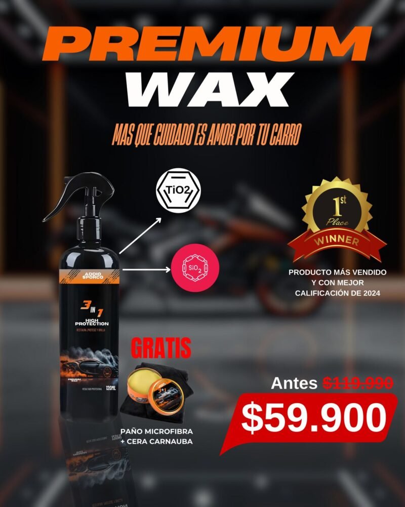 Premium Wax 120 ML + Cera Crema 60gr + Paño Micro