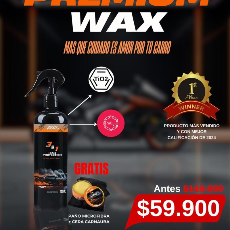 Premium Wax 120 ML + Cera Crema 60gr + Paño Micro