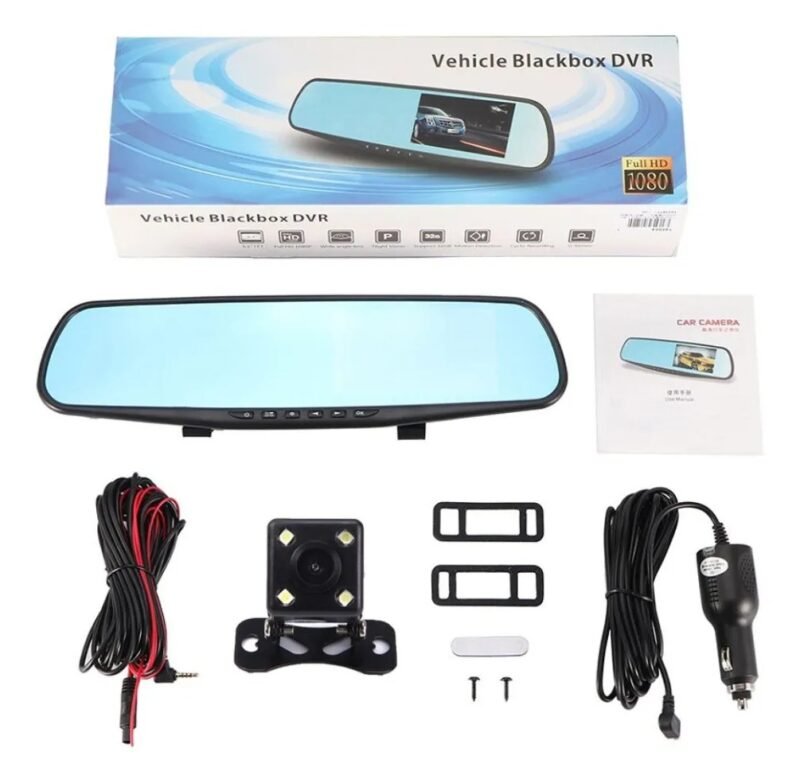 Kit de Accesorios Automotivos - Espejo de Visera LED Recargable + Retrovisor Dash Cam 1080p - Image 4