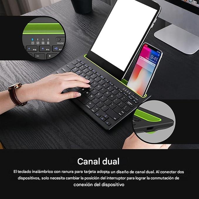 Teclado Bluetooth Recargable con Soporte