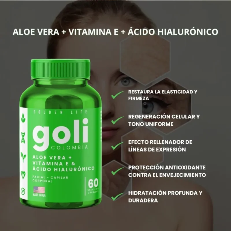 Aloe Vera + Vitamina E + Ácido Hialurónico en Cápsulas Goli