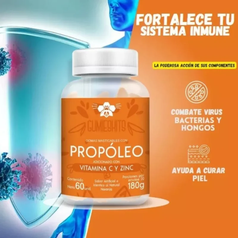 Gomas de Propóleo Natural con Vitamina C y Zinc x 60